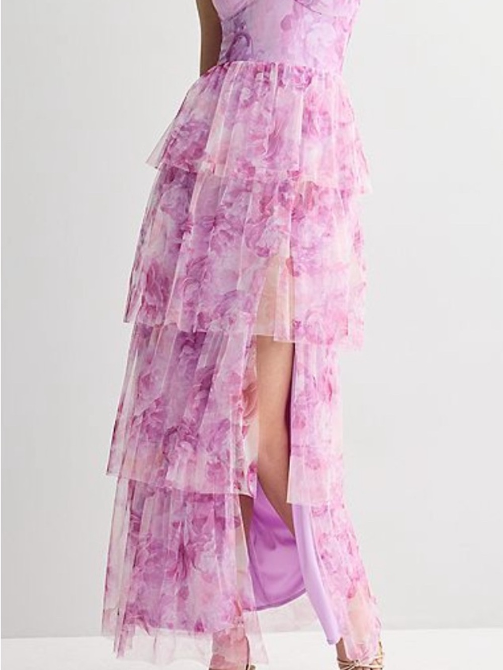 NWT Juniors' Spilling Tea Tiered Printed Mesh Dress.